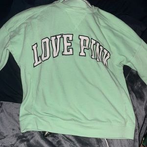 VS long sleeve crew neck sweat shirt. Color: mint Size:small PINK embroidered